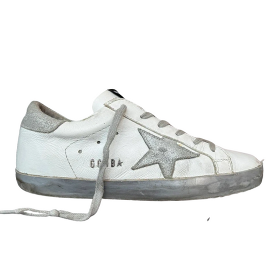 Golden Goose Superstar Sneakers (White & Orange) (New)