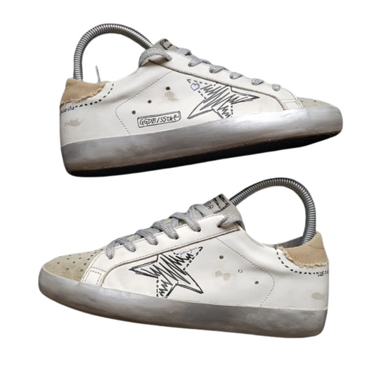 Golden Goose Special Edition Superstar Sneakers (White Beige) (Womens)