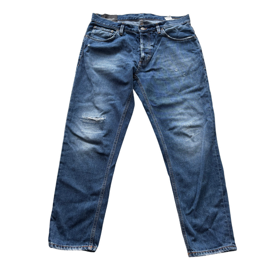 Dondup Brighton Distressed Carrot Fit Jeans (Navy)