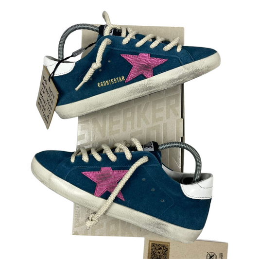 Golden Goose Superstar Sneakers (Navy Pink) (New) (Womens)