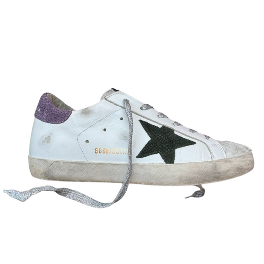 Golden Goose Superstar Sneakers (Purple Heel) (Women's)
