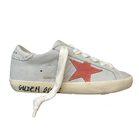 Golden Goose Superstar Sneakers (White & Orange) (New)