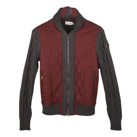 Moncler Maglione Tricot Cardigan Jacket (Burgundy Grey)