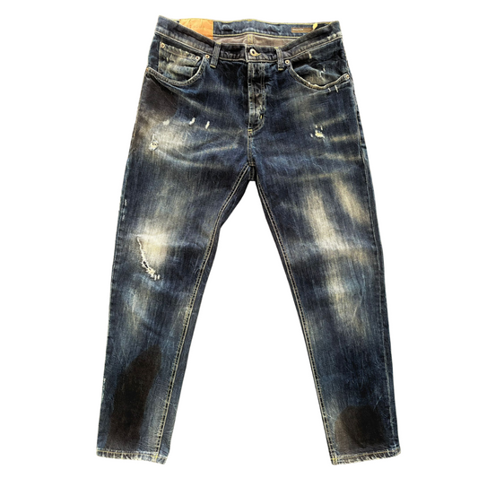 Dondup Brighton Distressed Carrot Fit Jeans (Navy)