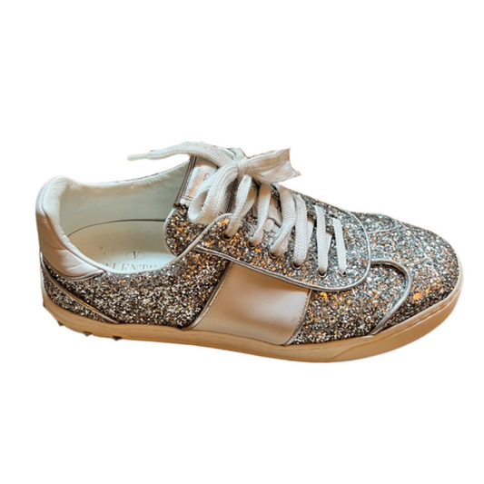 Valentino Garavani Flycrew Sneakers (Silver Glitter) (Womens)