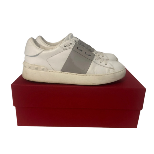 Valentino Garavani Open VLTN Sneakers (Patent Grey) (Womens)