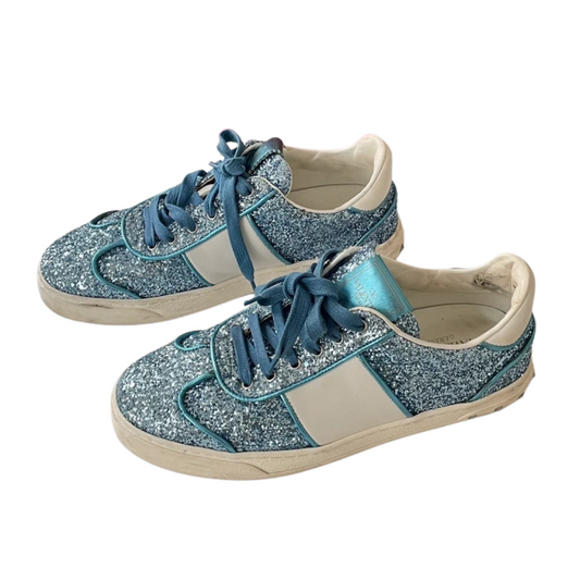 Valentino Garavani Flycrew Sneakers (Blue Glitter) (Womens)