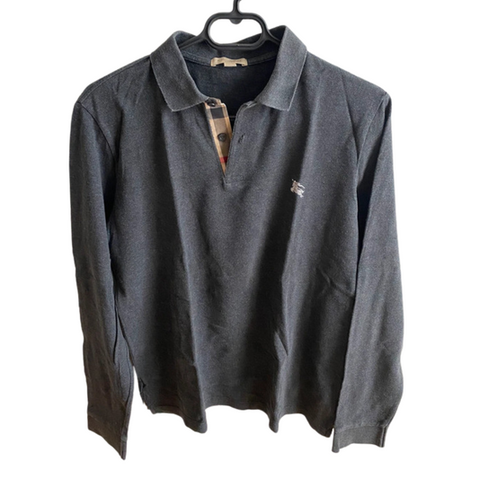 Burberry Long Sleeve Polo Shirt (Dark Grey)