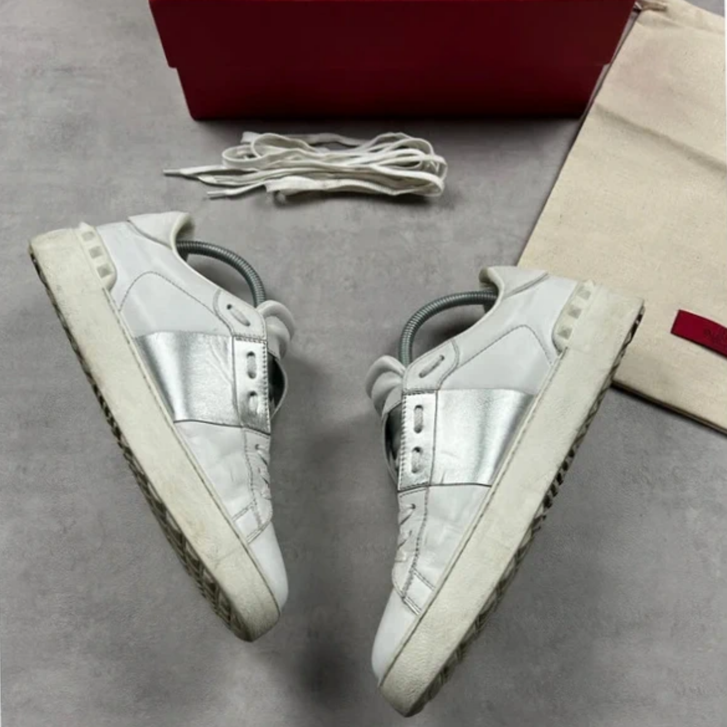 Valentino Open Sneakers (Silver) (Womens)
