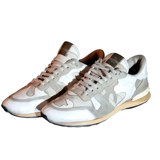 Valentino Camoflage Rockrunner Sneakers (White)