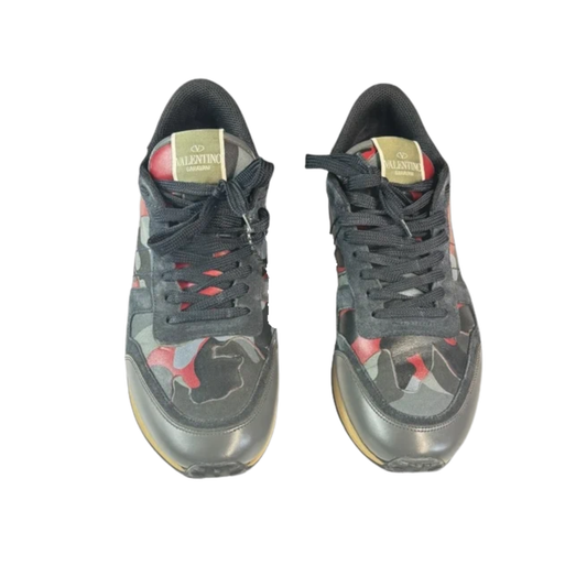Valentino Garavani Rockrunner Camoflage Sneakers (Red Black)