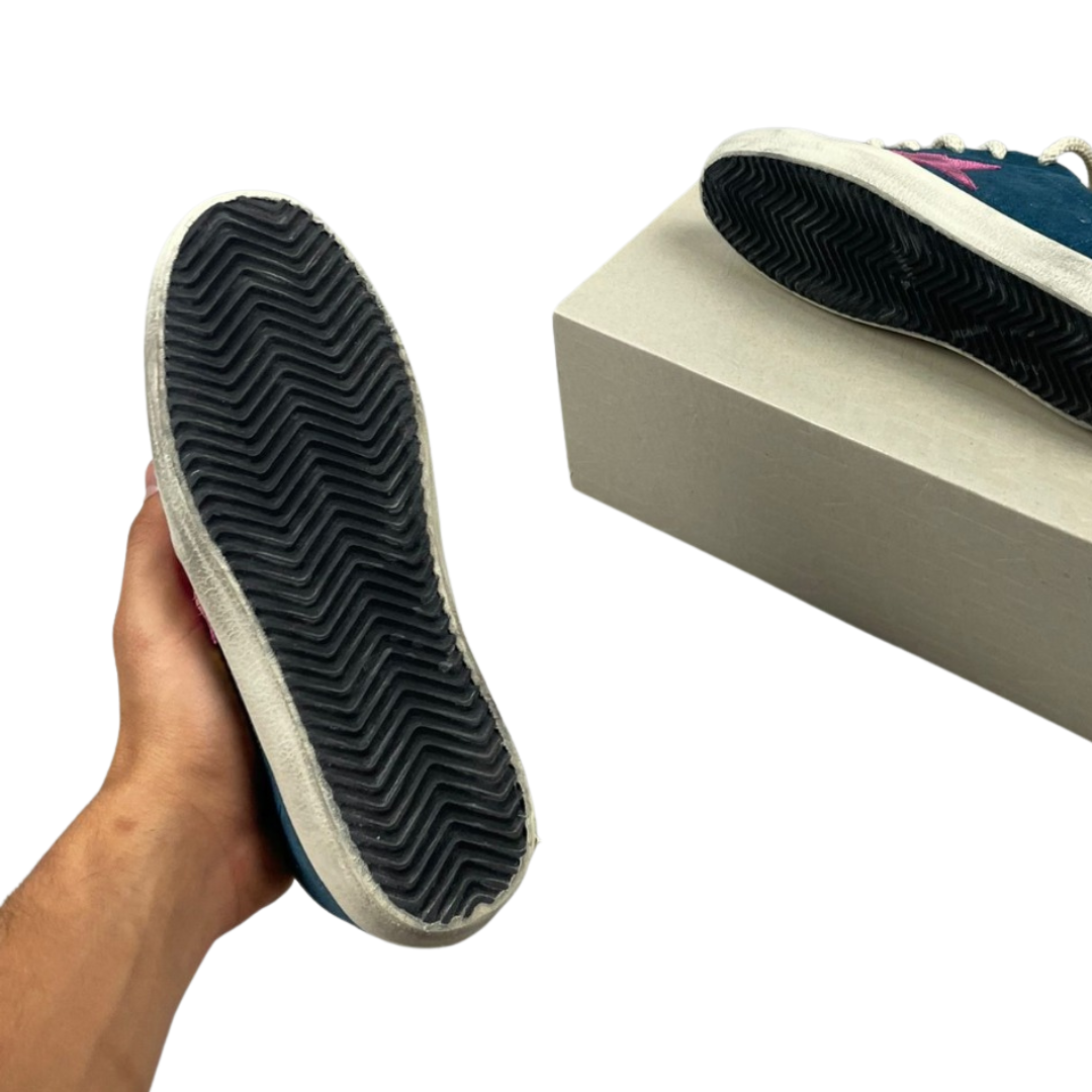 Golden Goose Superstar Sneakers (Navy Pink) (New) (Womens)