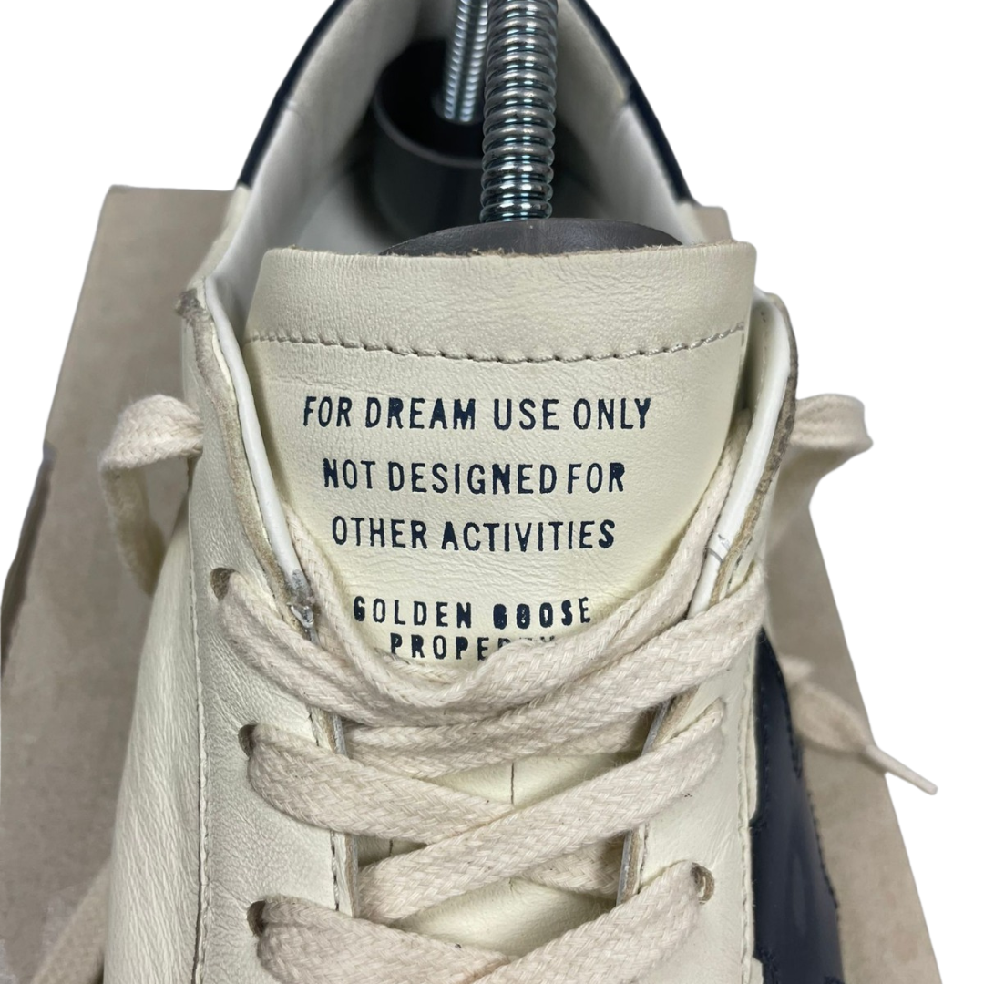 Golden Goose Superstar Distressed Sneakers (Navy Heel) (New)