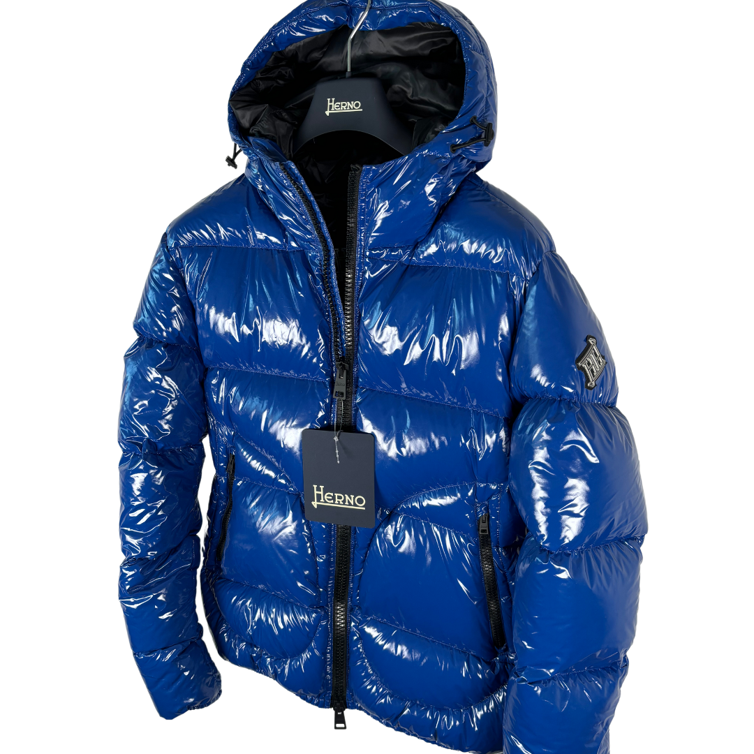 Herno Glossy Logo Puffer Jacket (Blue) (New)