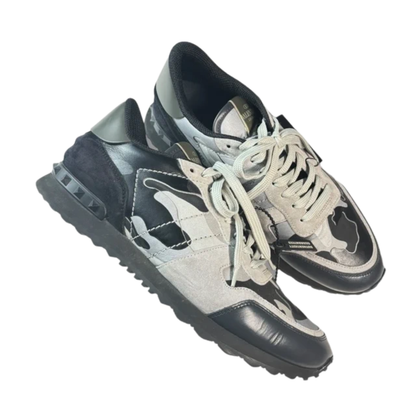Valentino Garavani Rockrunner Camoflage Sneakers (Gray Black)