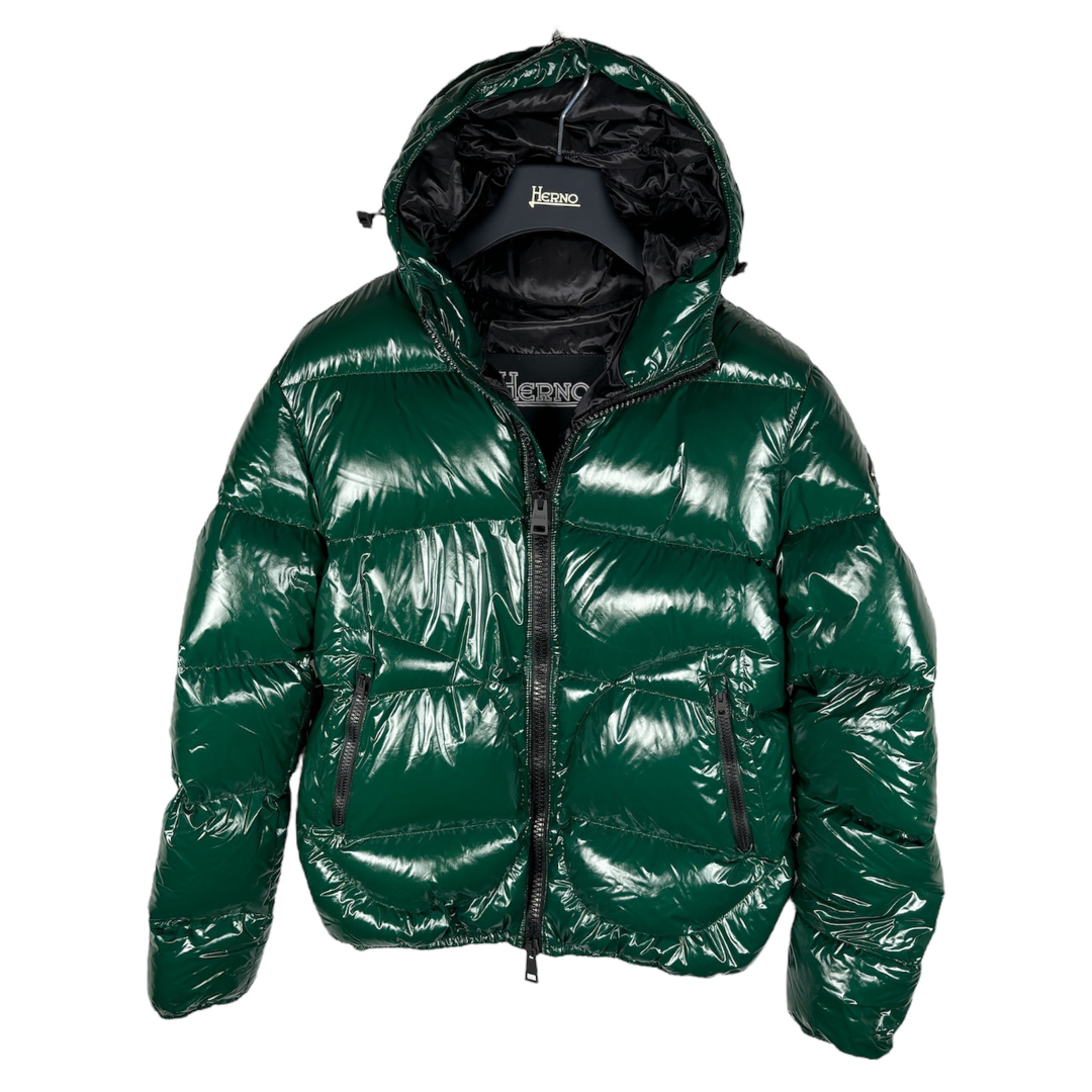 Herno Glossy Logo Puffer Jacket (Dark Green) (New)