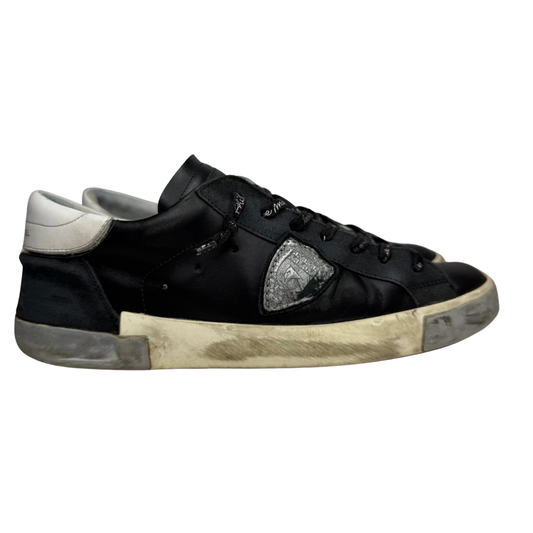 Philippe Model Prsx Low Suede Sneakers (Black Silver)