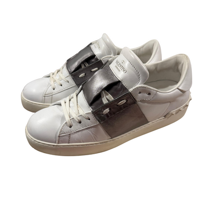 Valentino Open Sneakers (White Silver) (Womens)