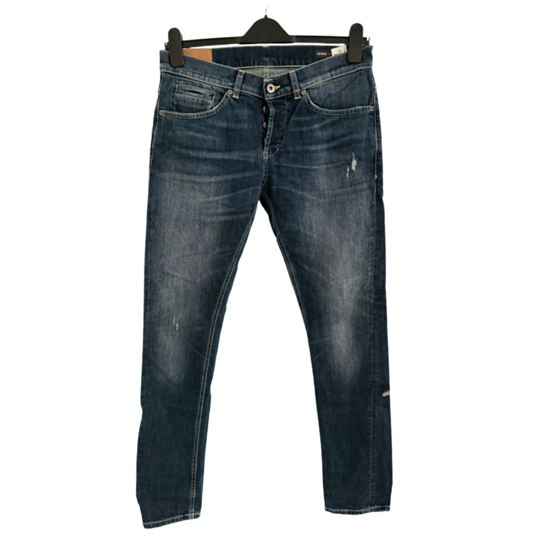 Dondup Brady Distressed Slim Fit Jeans (Navy)