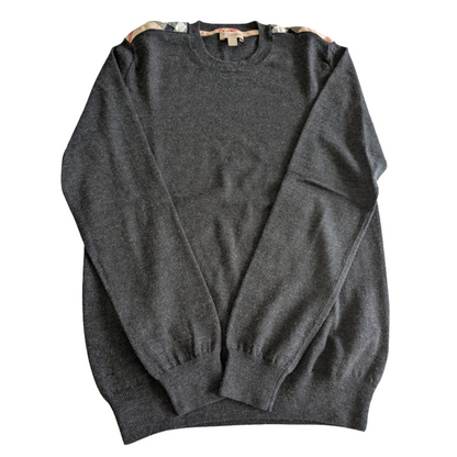 Burberry Checkered Merino Wool Sweater (Dark Grey)
