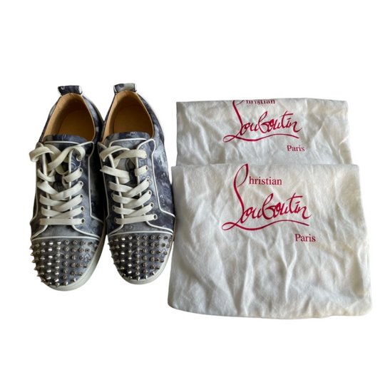 Christian Louboutin Louis Junior Spike Special Edition Sneakers (Navy Monogram)