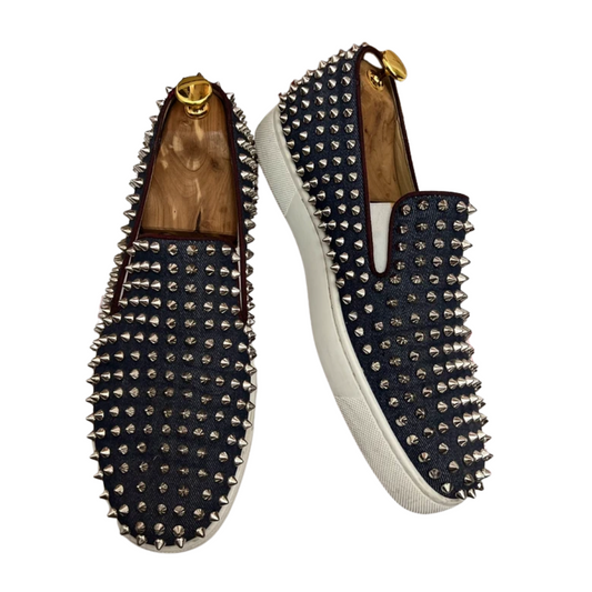 Christian Louboutin Louis Spike Loafer Sneakers (Navy Denim)
