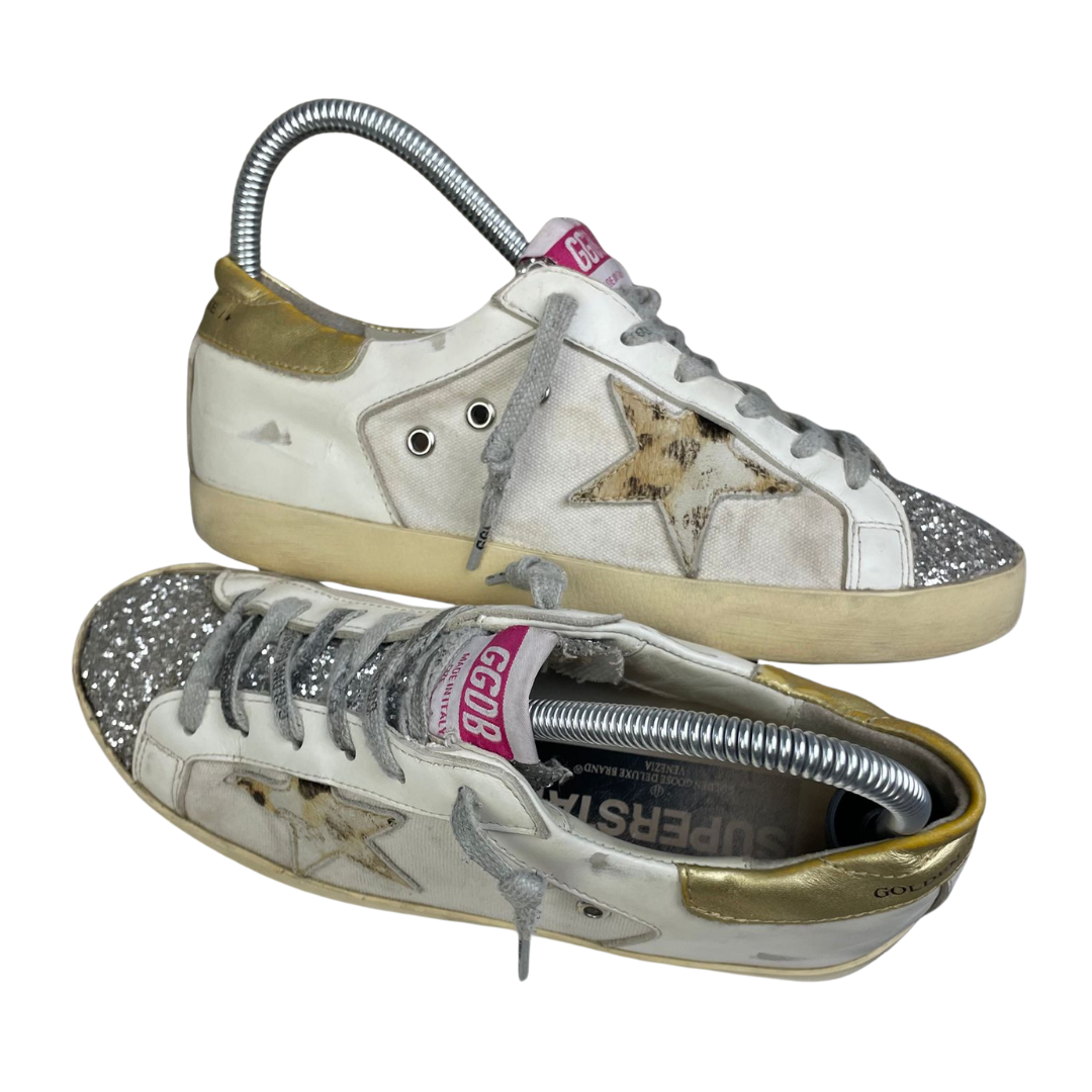Golden Goose Superstar Sneakers (Gold Heel) (Women's)