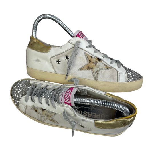Golden Goose Superstar Sneakers (Gold Heel) (Women's)