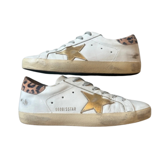 Golden Goose Superstar Sneakers (Leopard Heel) (Women's)