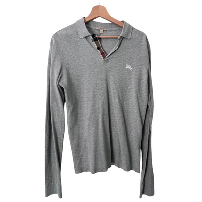 Burberry Long Sleeve Polo Shirt (Grey)