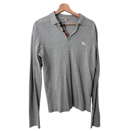 Burberry Long Sleeve Polo Shirt (Grey)