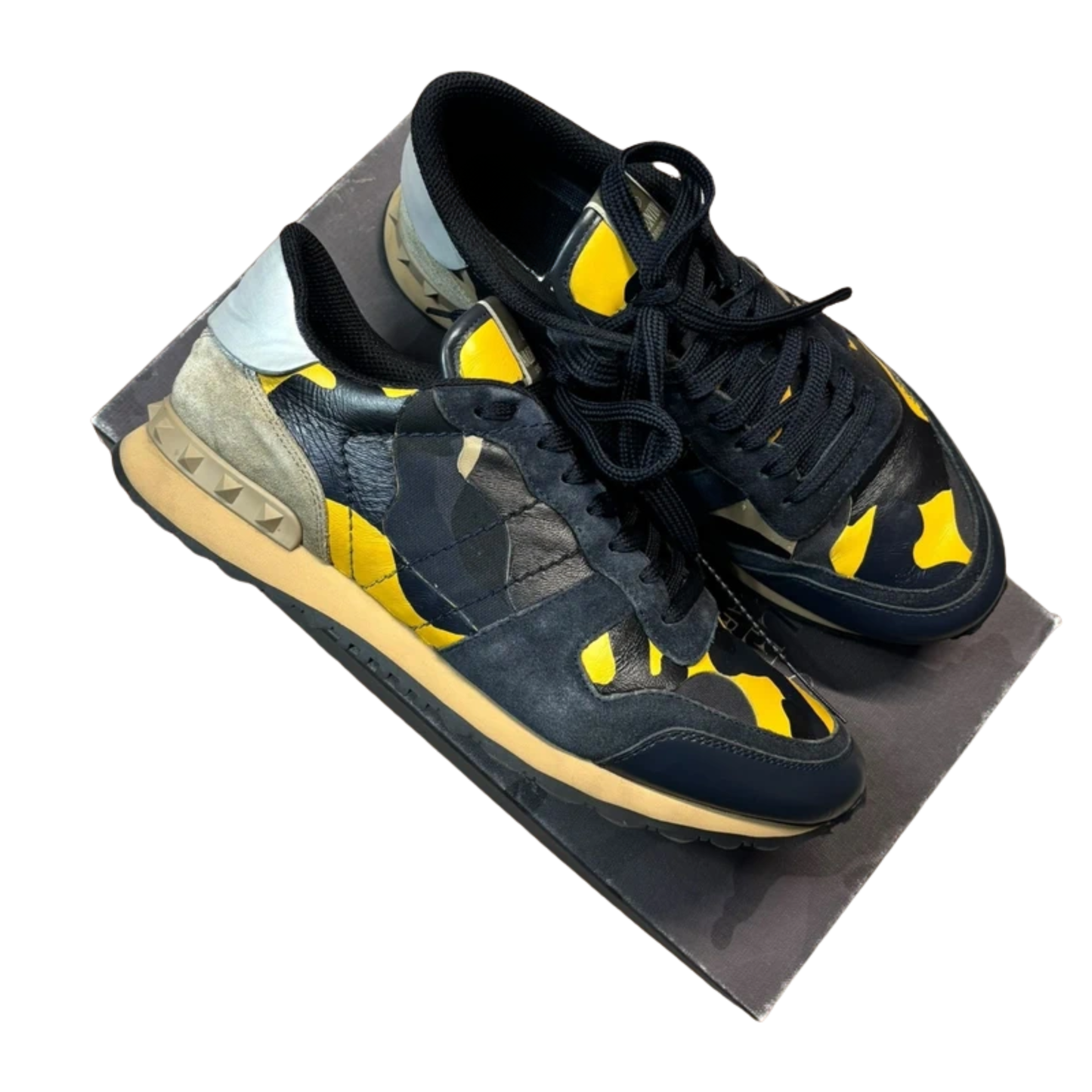 Valentino Camoflage Rockrunner Sneakers (Black &amp; Yellow)