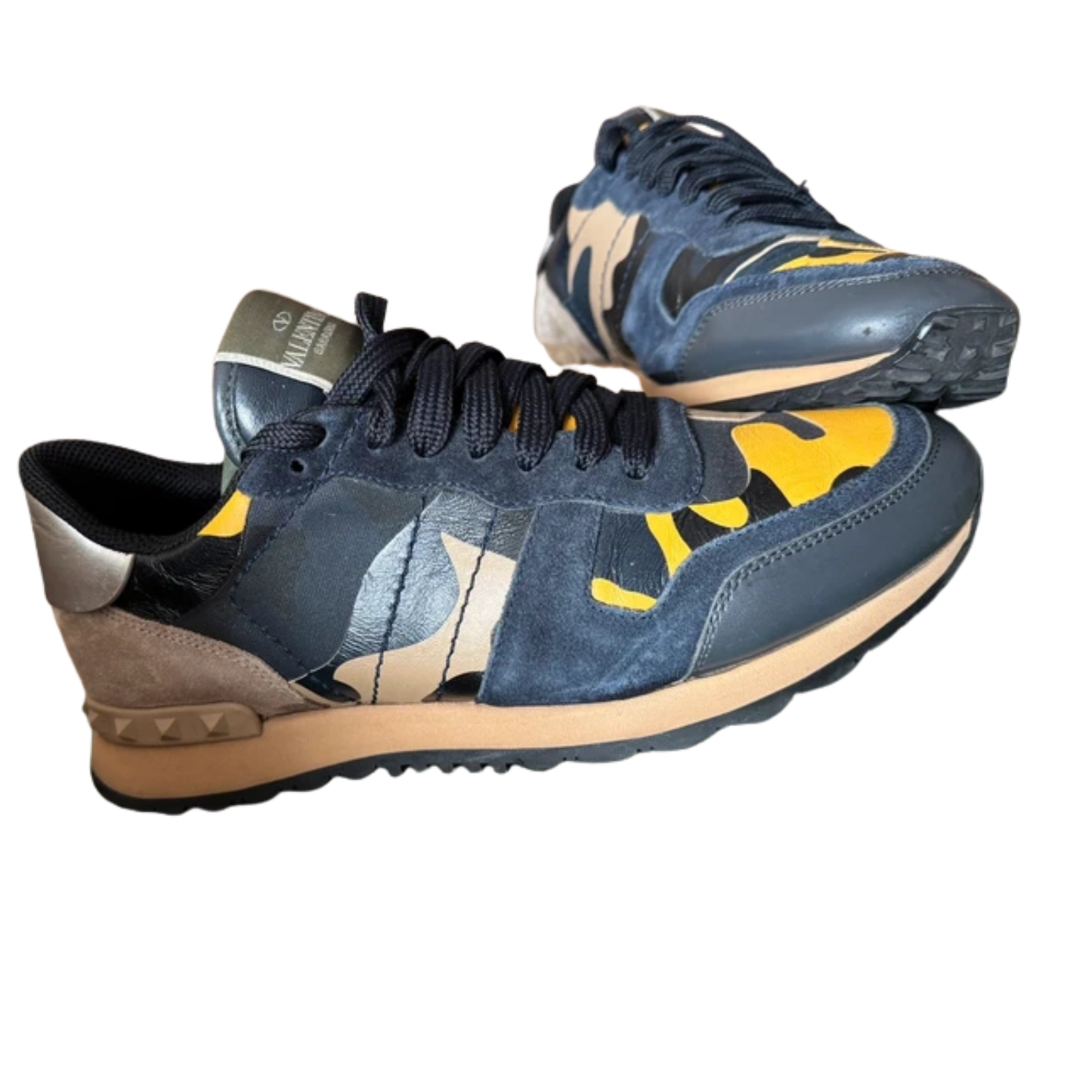 Valentino Camoflage Rockrunner Sneakers (Black &amp; Yellow )