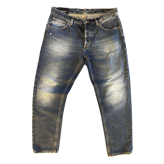 Dondup Brighton Distressed Carrot Fit Jeans (Navy)