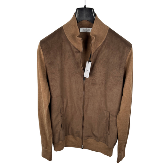 Gran Sasso Merino Suede Cardigan Jacket (Brown) (New)