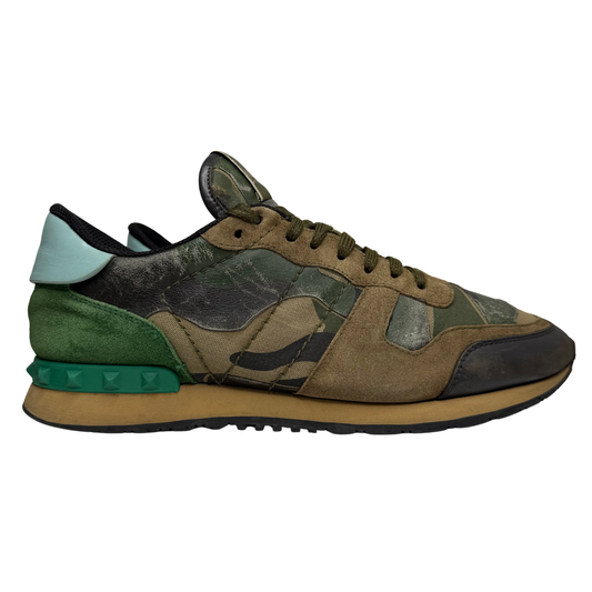 Valentino Camouflage Rockrunner Sneaker (Green & Black)