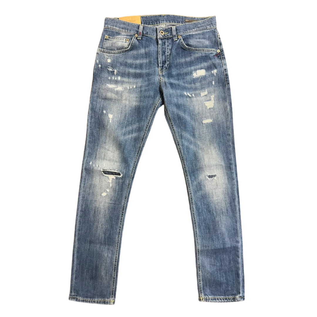 Dondup Mius Distressed Slim Fit Jeans (Navy Blue)