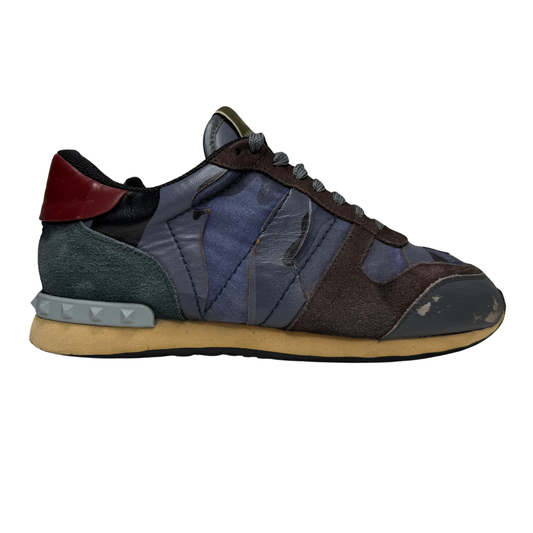 Valentino Camouflage Rockrunner Sneaker (Blue)