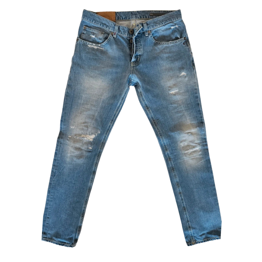 Dondup Mius Distressed Slim Fit Jeans (Blue)