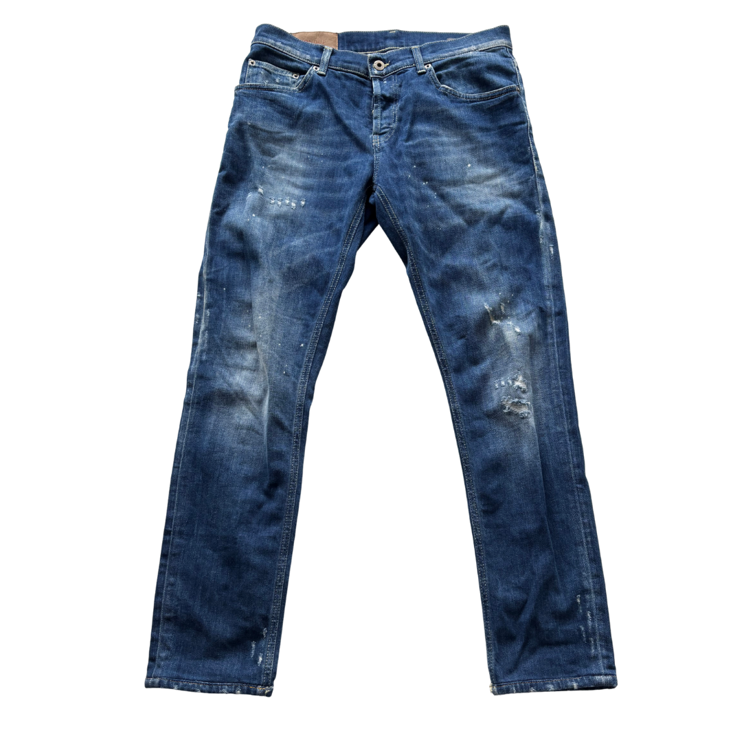 Dondup Mius Distressed Carrot Fit Jeans (Navy)