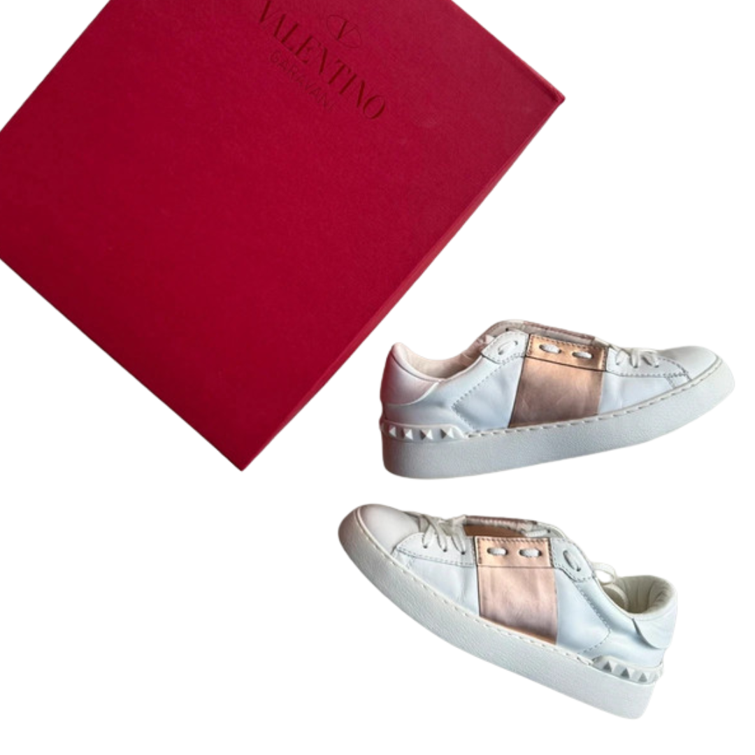 Valentino Garavani Open Sneakers (White Pink) (Womens)