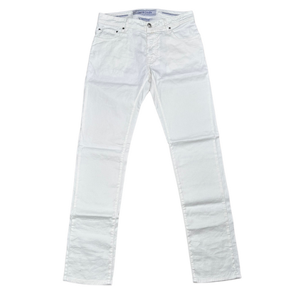 Jacob Cohën 688 Slim Fit Linen Trousers (White) (New)