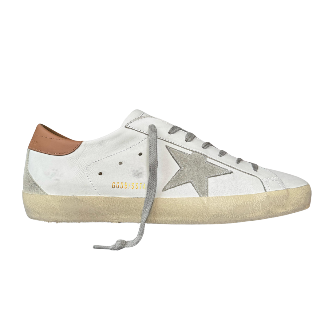 Golden Goose Superstar Sneakers (Orange Heel) (New) (Womens)