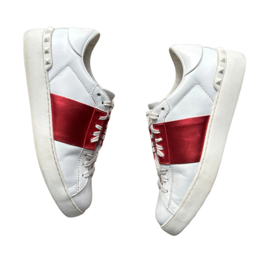Valentino Rockstud Open Sneakers (White Pink)
