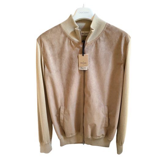 Gran Sasso Cashmere Suede Cardigan Jacket (Beige) (New)