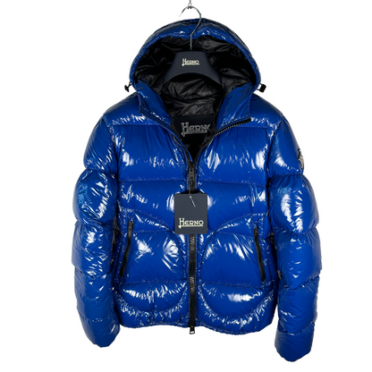 Herno Glossy Logo Puffer Jacket (Blue) (New)