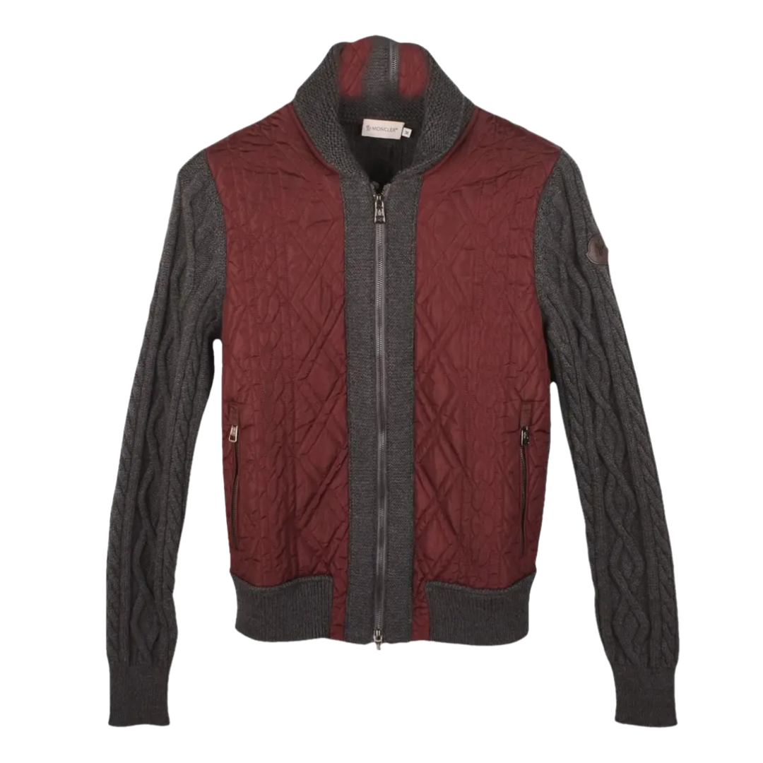 Moncler Maglione Tricot Cardigan Jacket (Burgundy Gray)