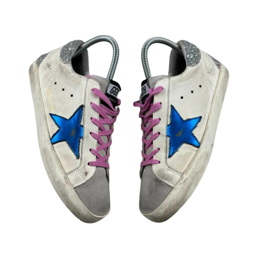 Golden Goose Superstar Sneakers (White Silver) (Women's)