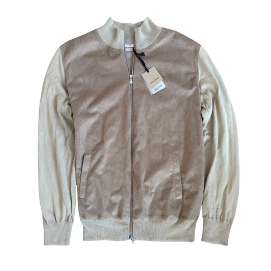 Gran Sasso Cashmere Suede Cardigan Jacket (Beige) (New)