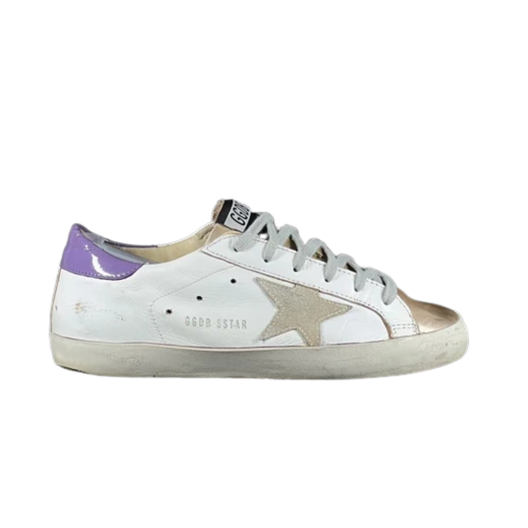 Golden Goose Superstar Sneakers (Purple Heel) (Women's)